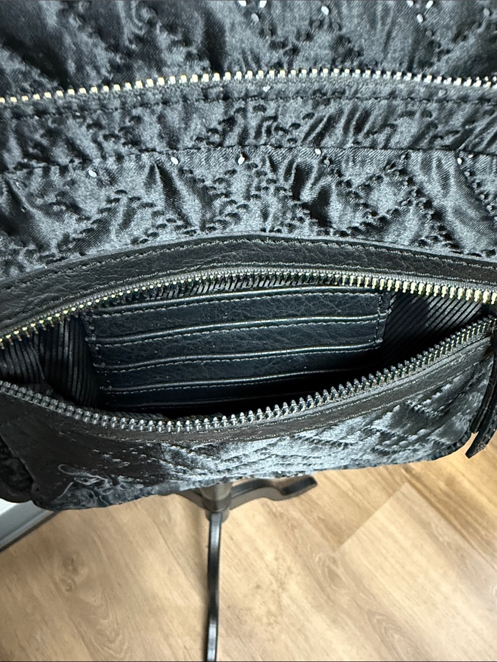 Mona B Black Quilted Crossbody Bag with Gold Hardware - Picture 8 of 10